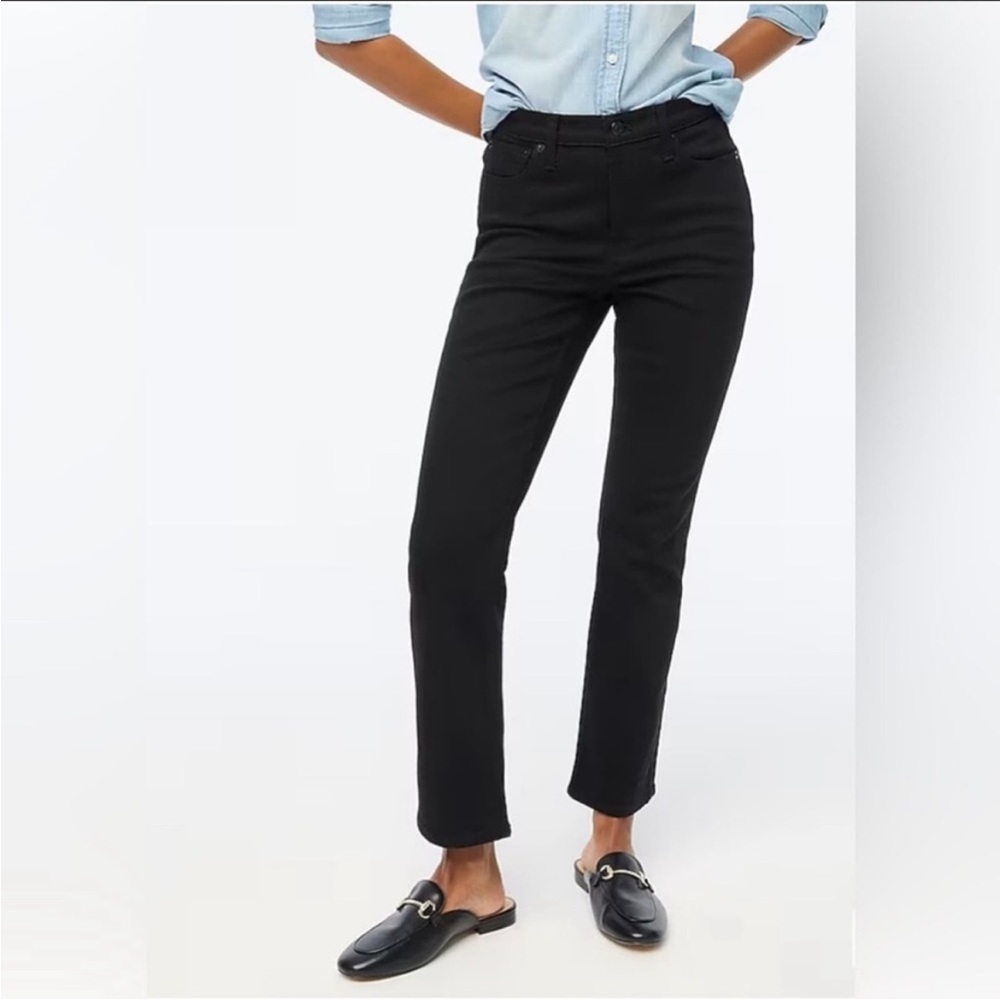 J Crew Mid-rise Flare Crop black jeans